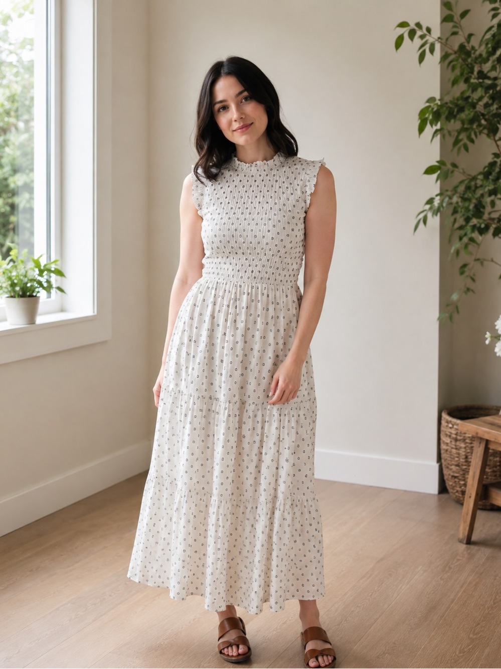 Hatley Smocked Maxi Dress Navy Spots NWT XL/TG